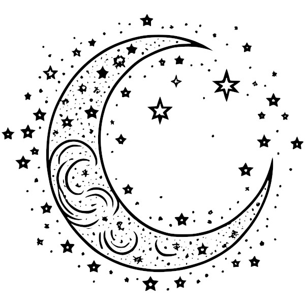 Crescent Moon with Stars Vector