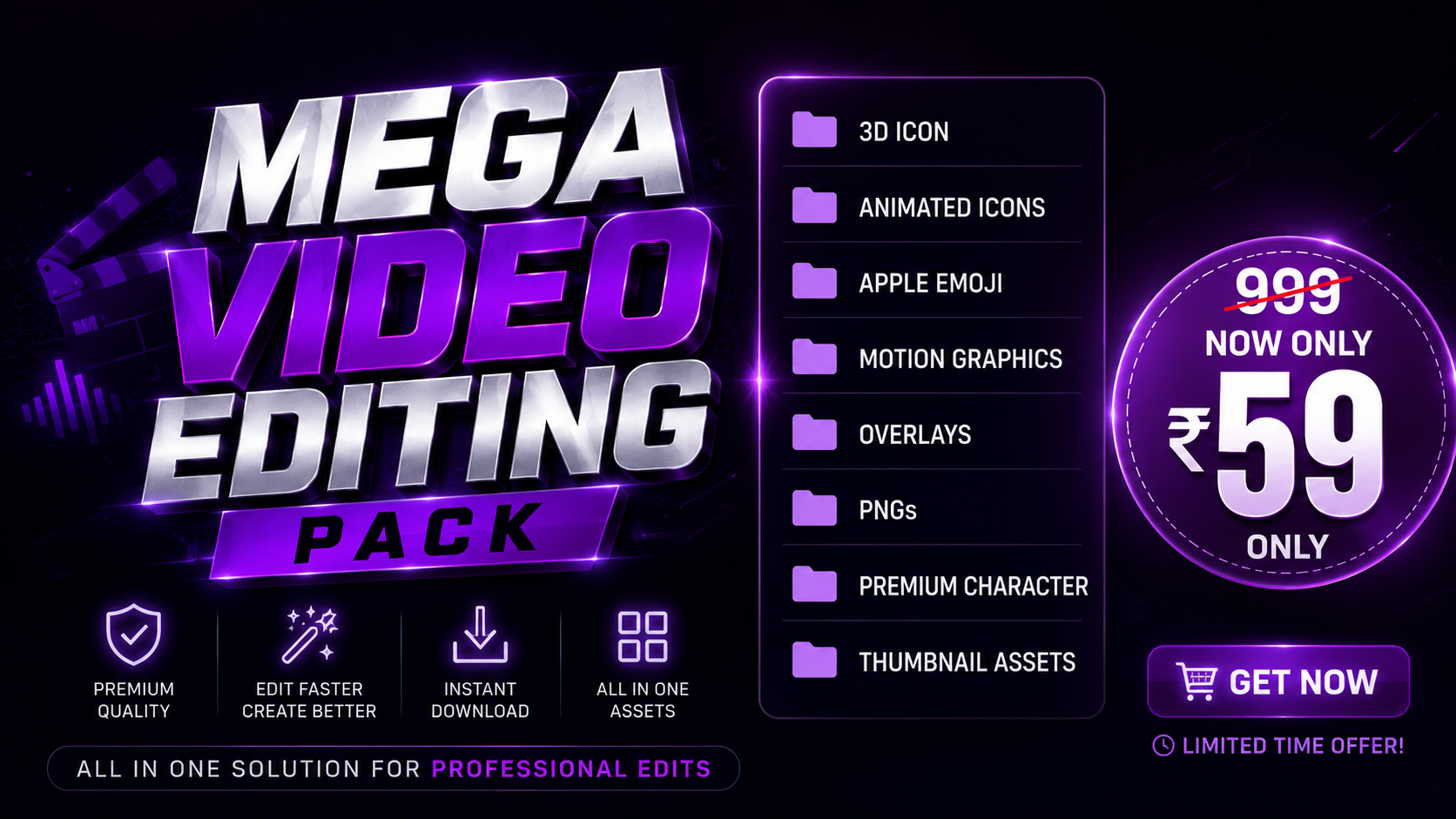 Mega Video Editing Pack, Premium Creator Assets Pack