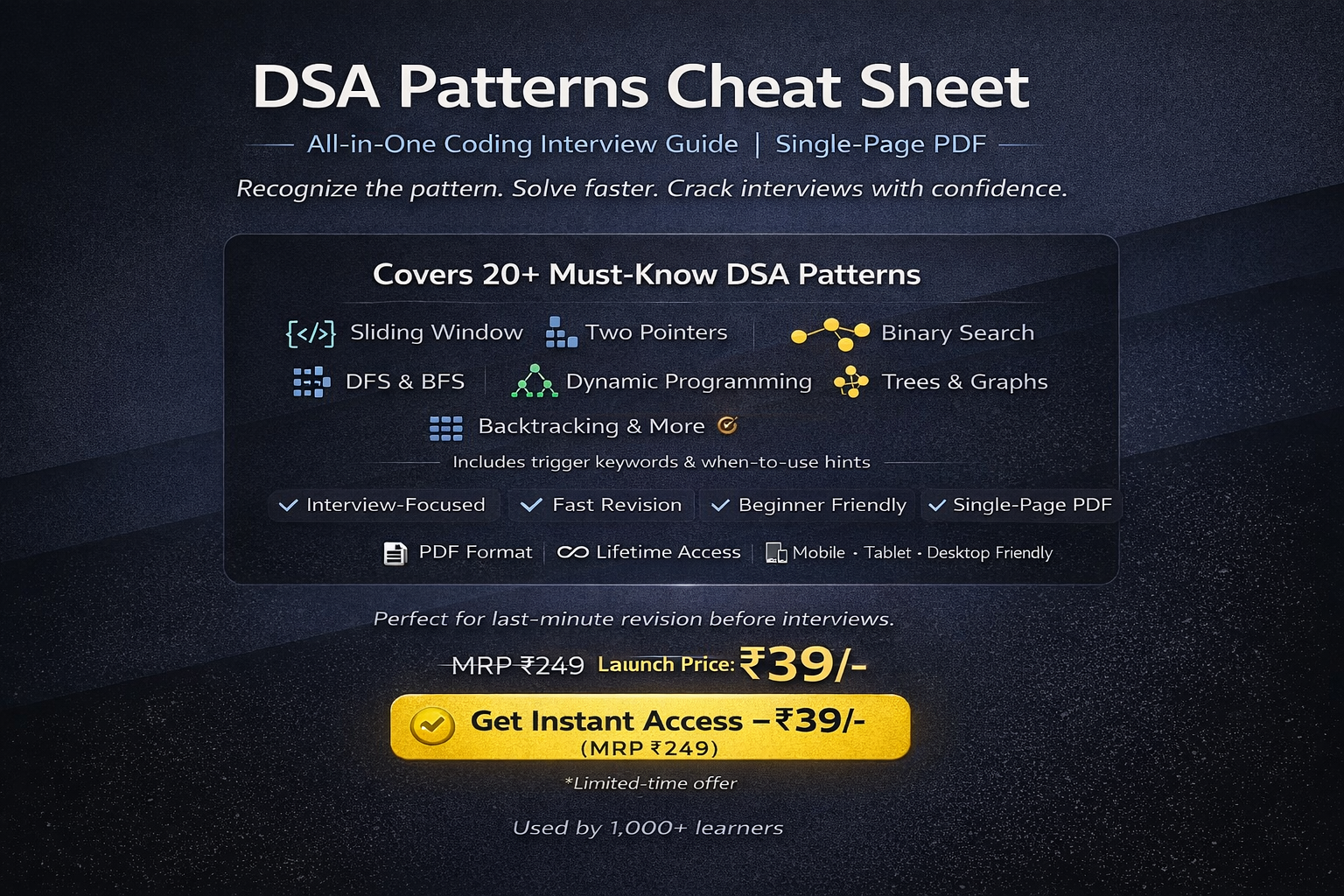 Complete DSA Patterns Cheat Sheet – Crack Coding Interviews Faster