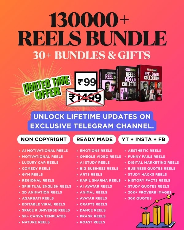 Mega 130k+ Reels Bundle Pack + Telegram Subscription with life time access