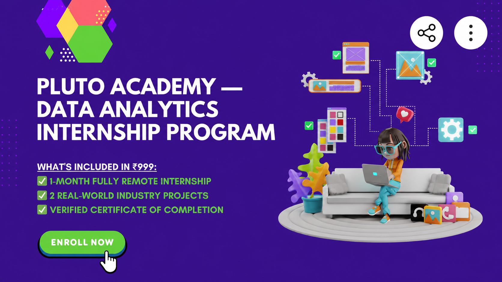 Pluto Academy — Data Analytics Internship Program (Batch Enrollment)