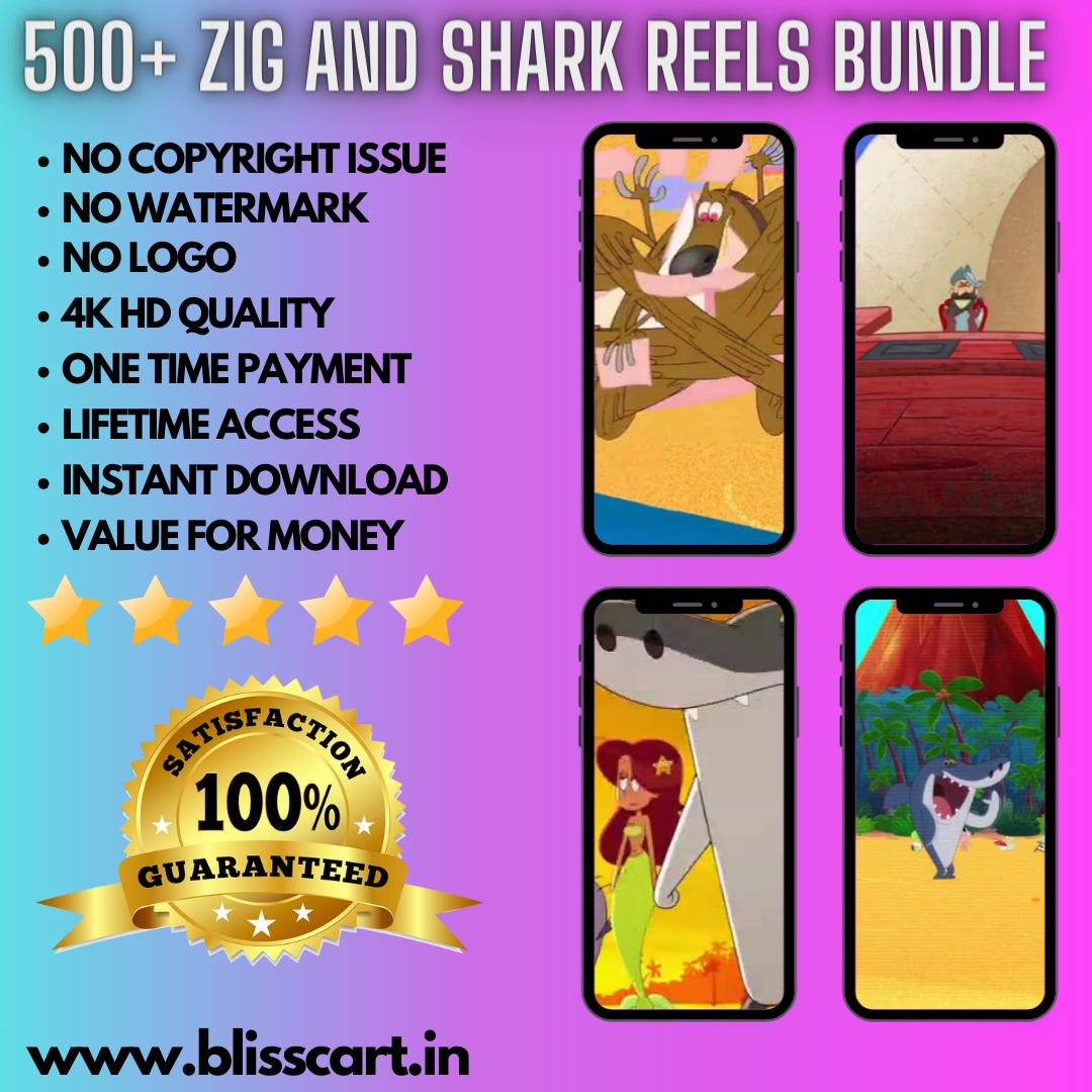 500+ ZIG AND SHARK CARTOON REELS BUNDLE