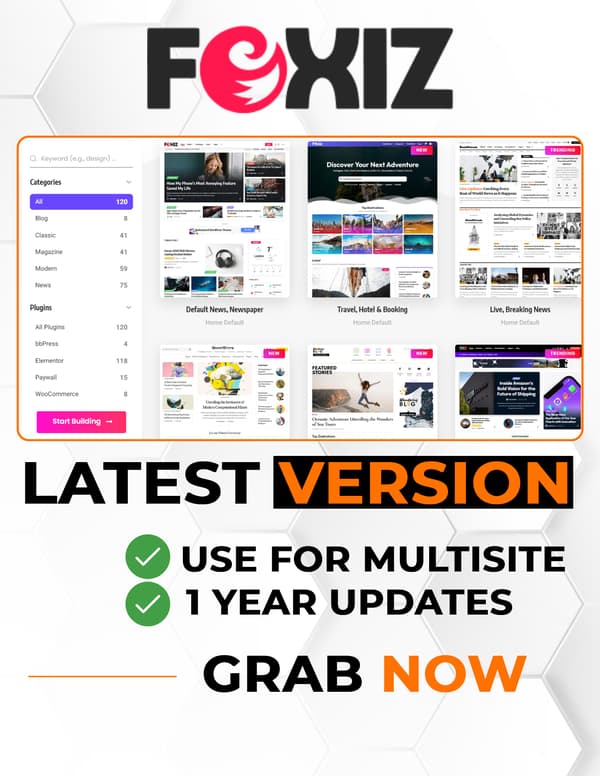 Foxiz WP Theme Bundle (Latest Version Foxiz v2.4.2)