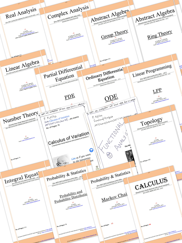 Mathematics Handwritten Notes for NET,GATE,SET, Asst. Prof., Exams