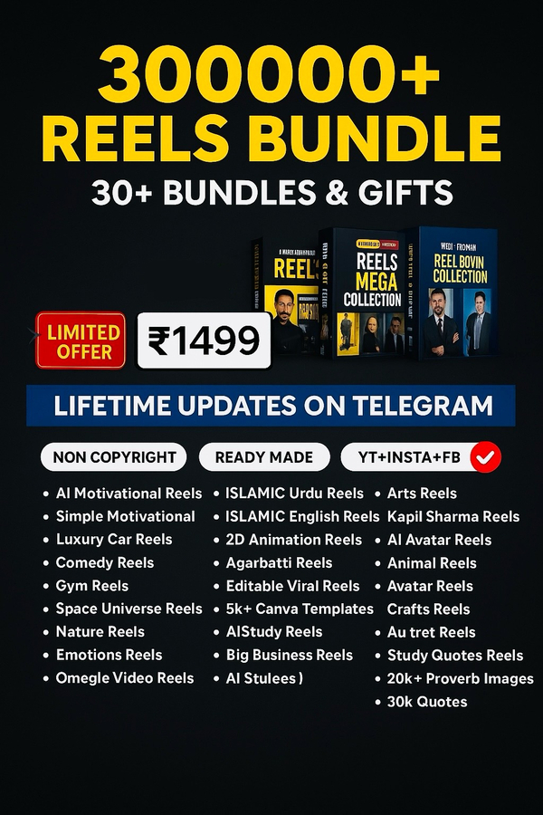 300K+ Reels Bundle Pack + lifetime Telegram Subscription