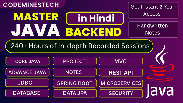 240+ hrs Java Backend Course in Hindi