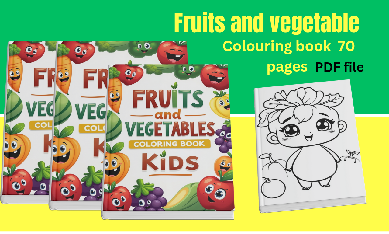 Fruits and Vegetables Coloring Book for Kids Here