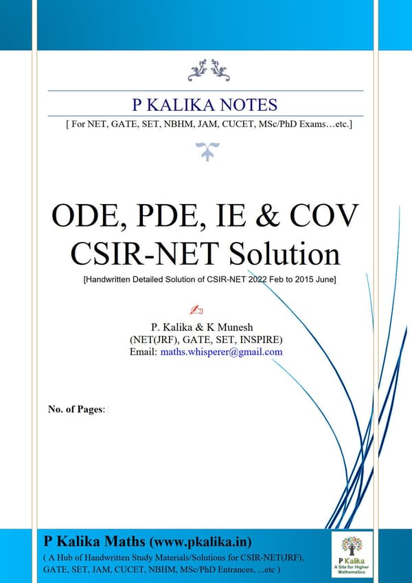 ODE, PDE, Integral Equ. & COV CSIR NET Handwritten Notes & Solutions