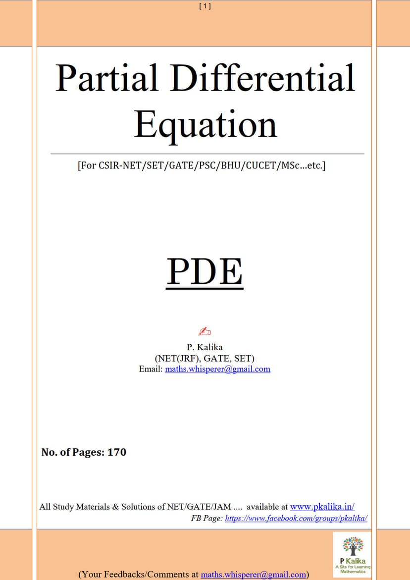 ODE, PDE, Integral Equ. & COV CSIR NET Handwritten Notes & Solutions