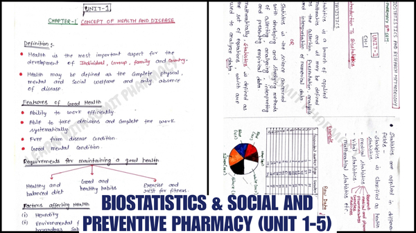 Biostatistics & Social and Preventive Pharmacy complete handwritten notes
