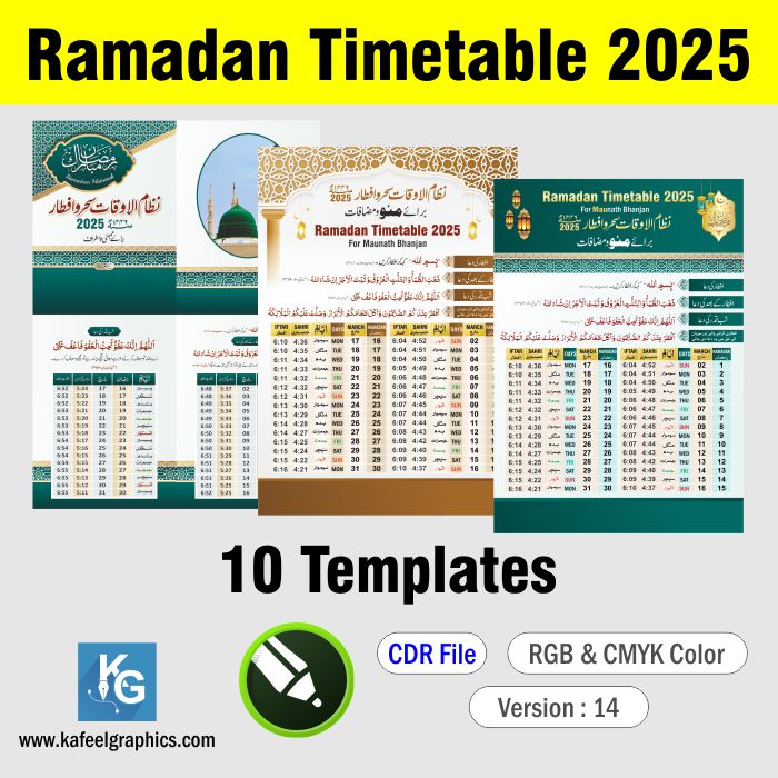 Ramadan Timetable 2025 1446 CDR 10 templates Ramazan 2025