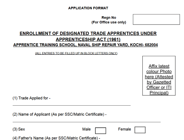 Naval Ship Repair Yard Apprentice 2026 Application Form | Ready to Print