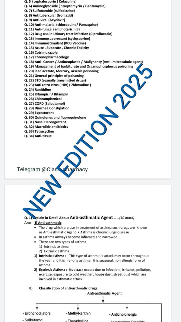 PHARMACOLOGY III 6 TH SEMESTER IMP QUESTION ANSWERS PDF
