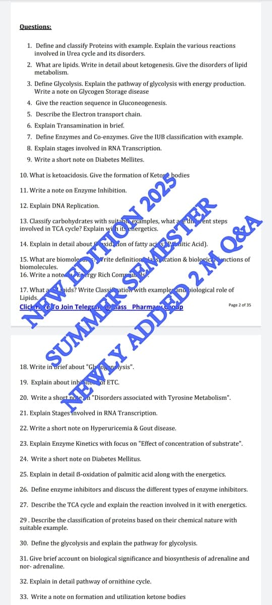 BIOCHEMISTRY 2 ND SEMESTER IMP QUESTION ANSWERS PDF