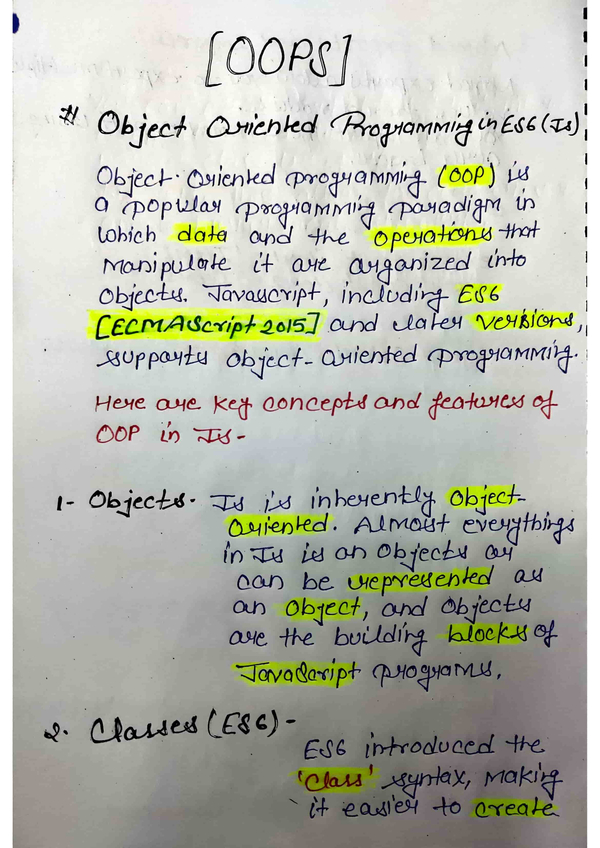 JavaScript Handwritten Notes