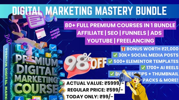 🚀 Premium Digital Marketing Mastery Bundle (80+ Topics)