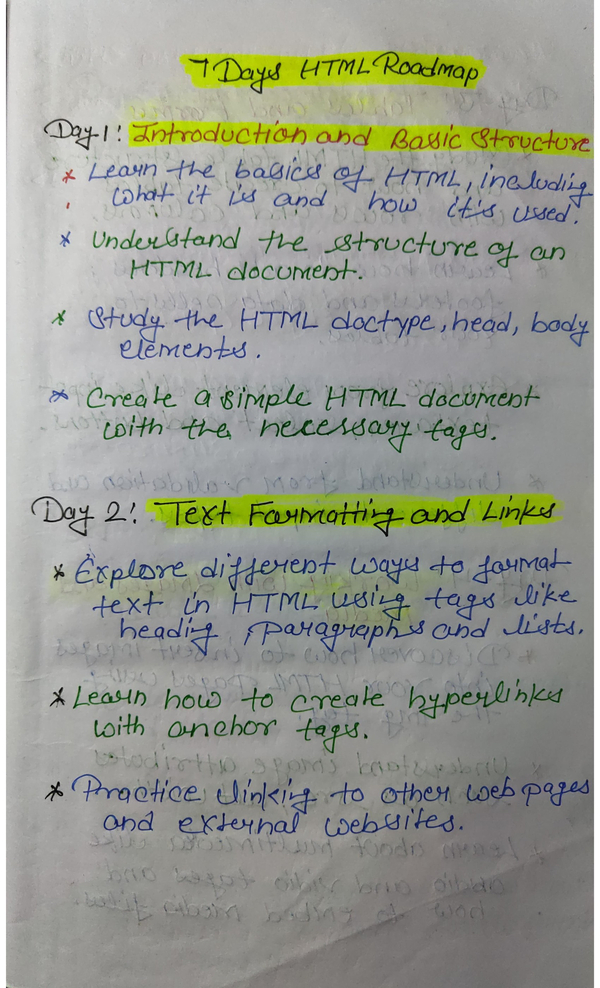 Html Handwritten Notes and Cheat Sheet Notes